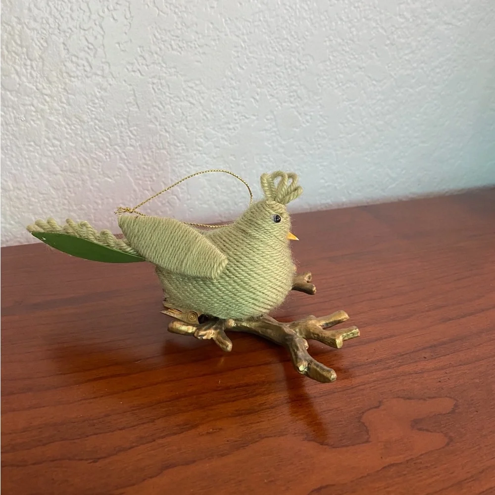 Green Yarn Bird Ornament